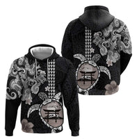 Hawaiian and Japanese Together Hoodie Japanese Culture and Turtle Kakau Tattoo Black Color LT03 - Polynesian Pride