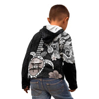 Hawaiian and Japanese Together Kid Hoodie Japanese Culture and Turtle Kakau Tattoo Black Color LT03 - Polynesian Pride
