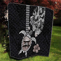 Hawaiian and Japanese Together Quilt Japanese Culture and Turtle Kakau Tattoo Black Color LT03 - Polynesian Pride
