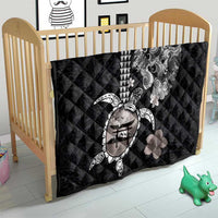 Hawaiian and Japanese Together Quilt Japanese Culture and Turtle Kakau Tattoo Black Color LT03 - Polynesian Pride