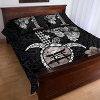 Hawaiian and Japanese Together Quilt Bed Set Japanese Culture and Turtle Kakau Tattoo Black Color LT03 - Polynesian Pride