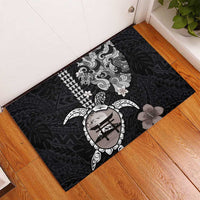 Hawaiian and Japanese Together Rubber Doormat Japanese Culture and Turtle Kakau Tattoo Black Color LT03 - Polynesian Pride