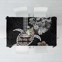 Hawaiian and Japanese Together Tablecloth Japanese Culture and Turtle Kakau Tattoo Black Color LT03 Black - Polynesian Pride