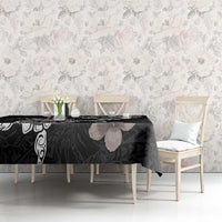 Hawaiian and Japanese Together Tablecloth Japanese Culture and Turtle Kakau Tattoo Black Color LT03 - Polynesian Pride