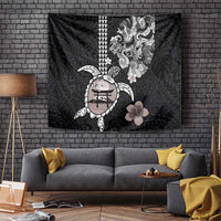 Hawaiian and Japanese Together Tapestry Japanese Culture and Turtle Kakau Tattoo Black Color LT03 - Polynesian Pride