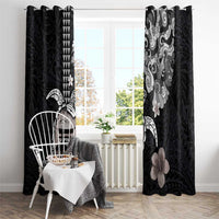 Hawaiian and Japanese Together Window Curtain Japanese Culture and Turtle Kakau Tattoo Black Color LT03 - Polynesian Pride