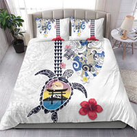 Hawaiian and Japanese Together Bedding Set Japanese Culture and Turtle Kakau Tattoo White Color LT03 - Polynesian Pride
