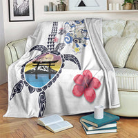 Hawaiian and Japanese Together Blanket Japanese Culture and Turtle Kakau Tattoo White Color LT03 White - Polynesian Pride