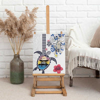 Hawaiian and Japanese Together Canvas Wall Art Japanese Culture and Turtle Kakau Tattoo White Color LT03 - Polynesian Pride