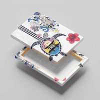 Hawaiian and Japanese Together Canvas Wall Art Japanese Culture and Turtle Kakau Tattoo White Color LT03 - Polynesian Pride