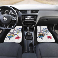 Hawaiian and Japanese Together Car Mats Japanese Culture and Turtle Kakau Tattoo White Color LT03 Set 2pcs - Front White - Polynesian Pride