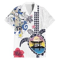 Hawaiian and Japanese Together Family Matching Mermaid Dress and Hawaiian Shirt Japanese Culture and Turtle Kakau Tattoo White Color LT03 Dad's Shirt - Short Sleeve White - Polynesian Pride