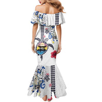 Hawaiian and Japanese Together Family Matching Mermaid Dress and Hawaiian Shirt Japanese Culture and Turtle Kakau Tattoo White Color LT03 - Polynesian Pride