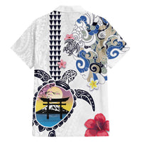 Hawaiian and Japanese Together Family Matching Off Shoulder Maxi Dress and Hawaiian Shirt Japanese Culture and Turtle Kakau Tattoo White Color LT03 - Polynesian Pride