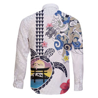Hawaiian and Japanese Together Family Matching Off Shoulder Maxi Dress and Hawaiian Shirt Japanese Culture and Turtle Kakau Tattoo White Color LT03 - Polynesian Pride