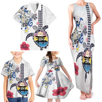 Hawaiian and Japanese Together Family Matching Tank Maxi Dress and Hawaiian Shirt Japanese Culture and Turtle Kakau Tattoo White Color