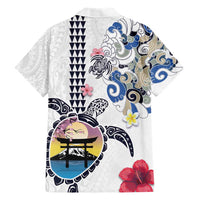Hawaiian and Japanese Together Hawaiian Shirt Japanese Culture and Turtle Kakau Tattoo White Color LT03 - Polynesian Pride