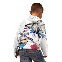 Hawaiian and Japanese Together Kid Hoodie Japanese Culture and Turtle Kakau Tattoo White Color LT03 - Polynesian Pride