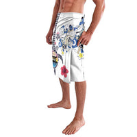 Hawaiian and Japanese Together Lavalava Japanese Culture and Turtle Kakau Tattoo White Color LT03 - Polynesian Pride