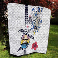 Hawaiian and Japanese Together Quilt Japanese Culture and Turtle Kakau Tattoo White Color LT03 - Polynesian Pride