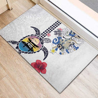 Hawaiian and Japanese Together Rubber Doormat Japanese Culture and Turtle Kakau Tattoo White Color LT03 - Polynesian Pride