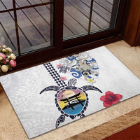 Hawaiian and Japanese Together Rubber Doormat Japanese Culture and Turtle Kakau Tattoo White Color LT03 - Polynesian Pride