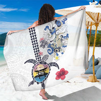 Hawaiian and Japanese Together Sarong Japanese Culture and Turtle Kakau Tattoo White Color LT03 One Size 44 x 66 inches White - Polynesian Pride