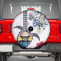 Hawaiian and Japanese Together Spare Tire Cover Japanese Culture and Turtle Kakau Tattoo White Color LT03 - Polynesian Pride
