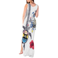 Hawaiian and Japanese Together Tank Maxi Dress Japanese Culture and Turtle Kakau Tattoo White Color LT03 - Polynesian Pride