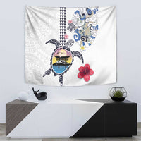 Hawaiian and Japanese Together Tapestry Japanese Culture and Turtle Kakau Tattoo White Color LT03 - Polynesian Pride