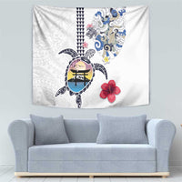 Hawaiian and Japanese Together Tapestry Japanese Culture and Turtle Kakau Tattoo White Color LT03 - Polynesian Pride