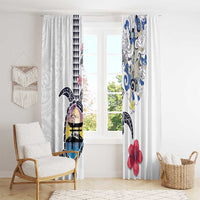 Hawaiian and Japanese Together Window Curtain Japanese Culture and Turtle Kakau Tattoo White Color LT03 - Polynesian Pride