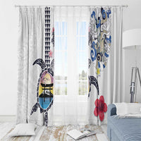 Hawaiian and Japanese Together Window Curtain Japanese Culture and Turtle Kakau Tattoo White Color LT03 - Polynesian Pride
