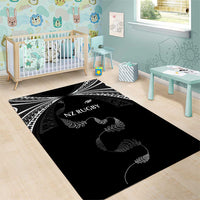 New Zealand Rugby Area Rug Aotearoa Armour Blacks Silver Ferns - Polynesian Pride