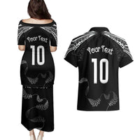 New Zealand Rugby Custom Couples Matching Puletasi and Hawaiian Shirt Aotearoa Armour Blacks Silver Ferns LT03 - Polynesian Pride