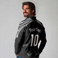 New Zealand Rugby Custom Long Sleeve Polo Shirt Aotearoa Armour Blacks Silver Ferns LT03 - Polynesian Pride