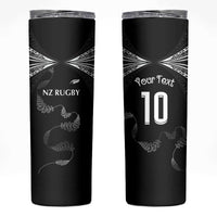 New Zealand Rugby Custom Skinny Tumbler Aotearoa Armour Blacks Silver Ferns LT03 Black - Polynesian Pride