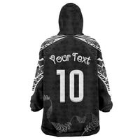 New Zealand Rugby Custom Wearable Blanket Hoodie Aotearoa Armour Blacks Silver Ferns LT03 - Polynesian Pride