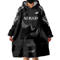 New Zealand Rugby Custom Wearable Blanket Hoodie Aotearoa Armour Blacks Silver Ferns LT03 - Polynesian Pride