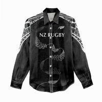 New Zealand Rugby Custom Women Casual Shirt Aotearoa Armour Blacks Silver Ferns - Polynesian Pride