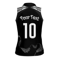 New Zealand Rugby Custom Women Sleeveless Polo Shirt Aotearoa Armour Blacks Silver Ferns LT03 - Polynesian Pride