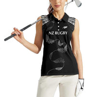 New Zealand Rugby Custom Women Sleeveless Polo Shirt Aotearoa Armour Blacks Silver Ferns LT03 - Polynesian Pride