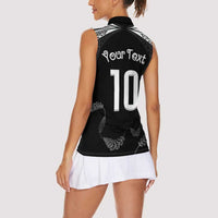 New Zealand Rugby Custom Women Sleeveless Polo Shirt Aotearoa Armour Blacks Silver Ferns LT03 - Polynesian Pride