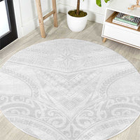 Tonga White Sunday Round Carpet Tongan Tribal Heritage Tattoos - Polynesian Pride