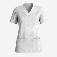 Tonga White Sunday Scrub Top Tongan Tribal Heritage Tattoos LT03 Adult White - Polynesian Pride