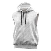 Tonga White Sunday Sleeveless Zip Hoodie Tongan Tribal Heritage Tattoos - Polynesian Pride