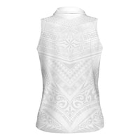 Tonga White Sunday Women Sleeveless Polo Shirt Tongan Tribal Heritage Tattoos LT03 - Polynesian Pride