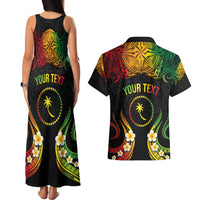 Personalised Chuuk Independence Day Couples Matching Tank Maxi Dress and Hawaiian Shirt Polynesian Tattoo and Plumeria Reggae Color LT03 - Polynesian Pride