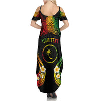Personalised Chuuk Independence Day Family Matching Summer Maxi Dress and Hawaiian Shirt Polynesian Tattoo and Plumeria Reggae Color LT03 - Polynesian Pride
