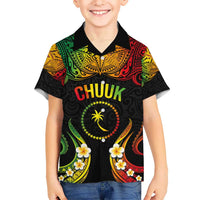 Personalised Chuuk Independence Day Kid Hawaiian Shirt Polynesian Tattoo and Plumeria Reggae Color LT03 Kid Reggae - Polynesian Pride